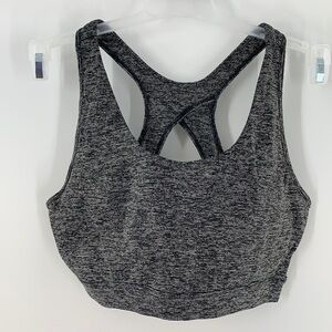TEK GEAR SPORTS BRA PADDED MEDIUM SUPPORT LARGE GRAY BLACK